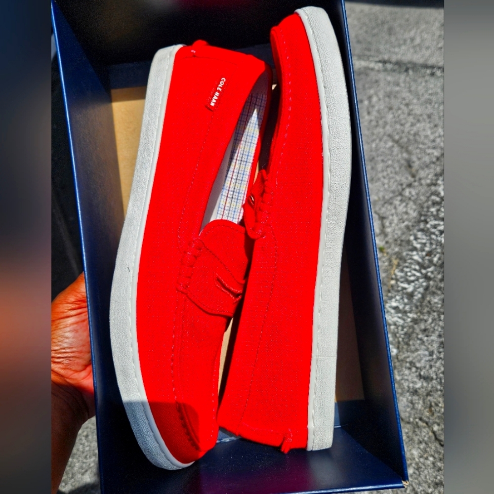Cole Haan Red Canvas Slip-On Loafers
